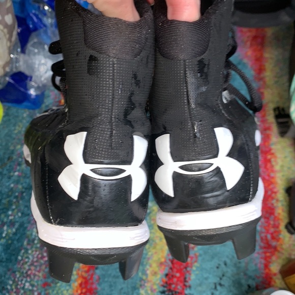 Under Armour Mens Leadoff high top black white Rubber Molded Baseball Cleats 9.5 - Picture 3 of 7